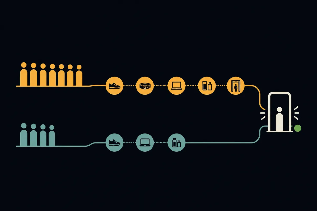 How the expedited lane compares to the standard security lane