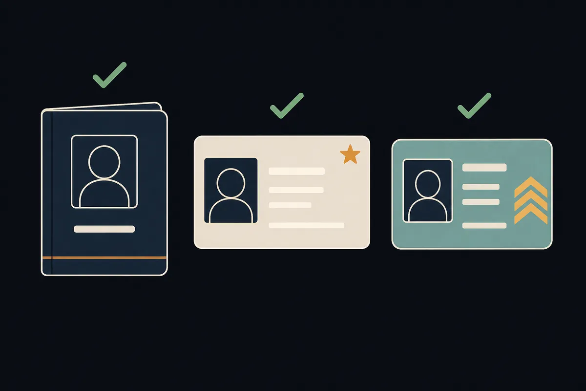 Lineup of acceptable ID types accepted at the airport security checkpoint