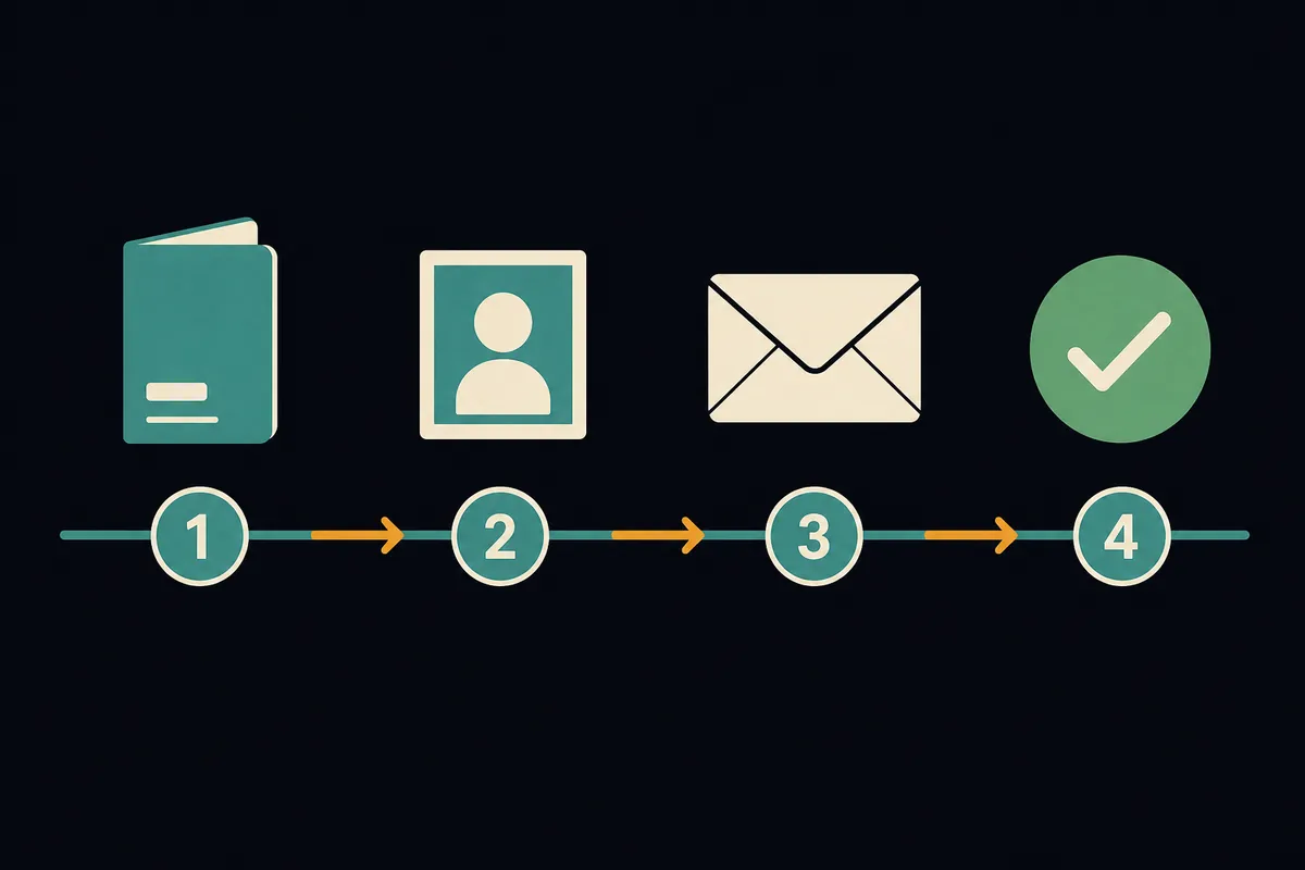 Timeline diagram of the passport renewal process from mailing to delivery